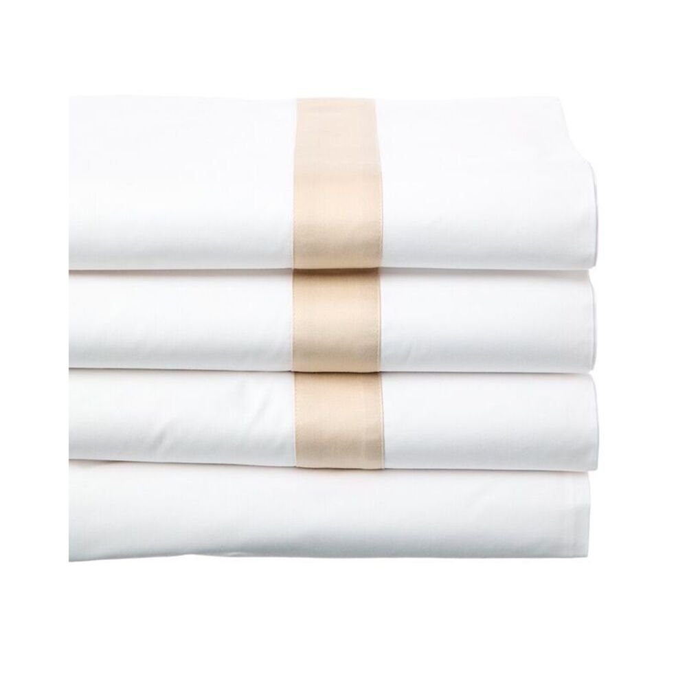 Dea Italian Linens 300 Thread Count Raso Band On Bella Percale Sheet Set